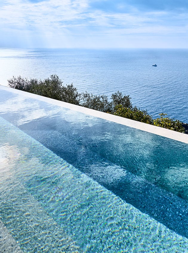The infinity pool near the sea.