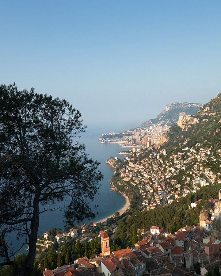 Panoramic views of the hilly coast.