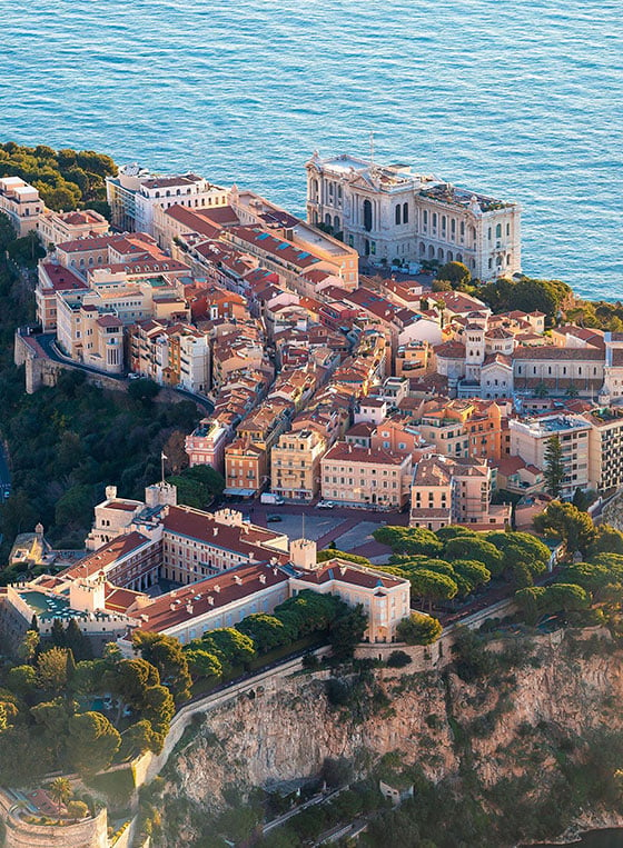 Panoramic view of Roquebrune-Cap-Martin on the coast.