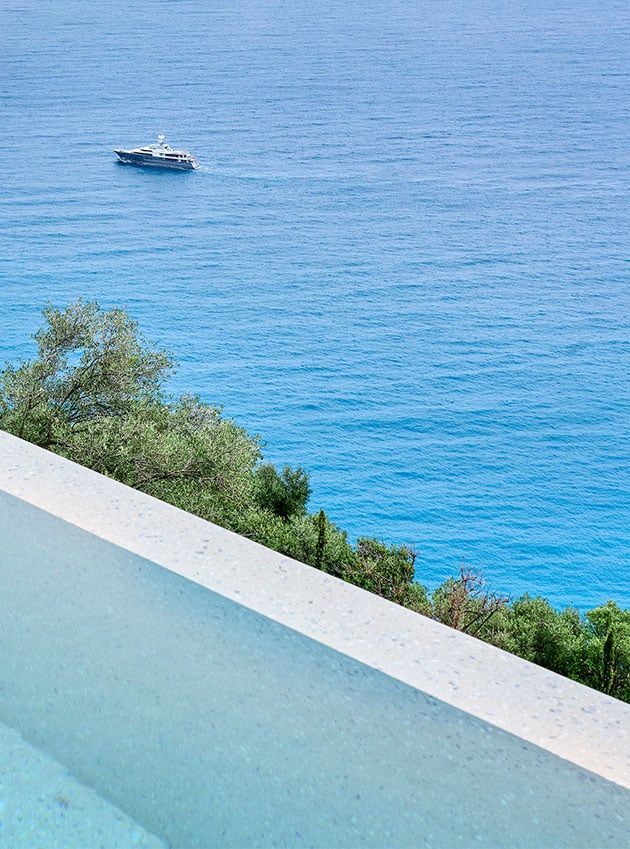 The infinity pool near the sea.