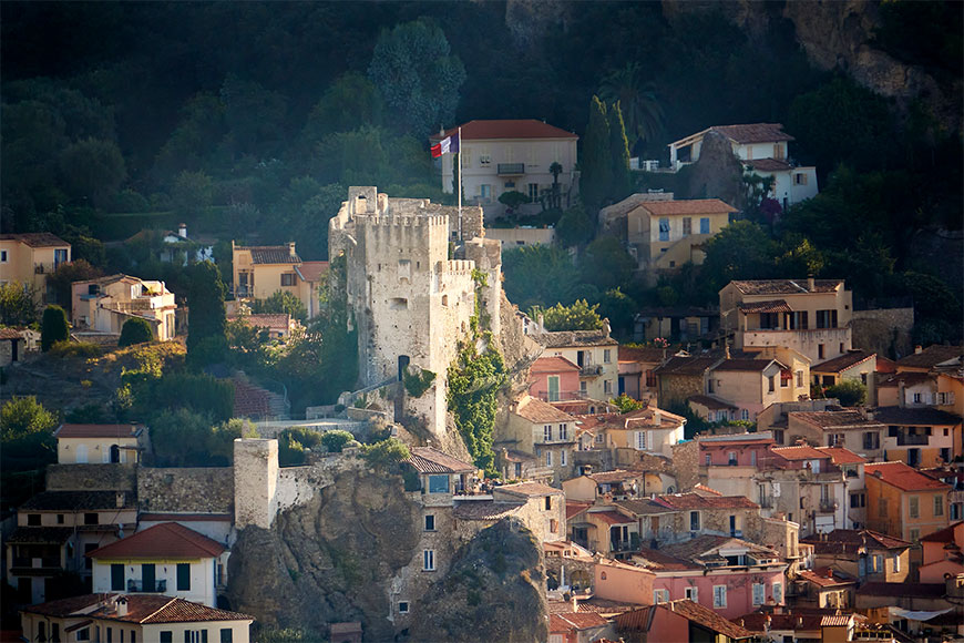 The Maybourne Riviera - View of Roquebrune Cap Martin with castle