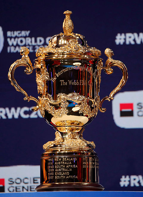 Gold Rugby World Cup trophy