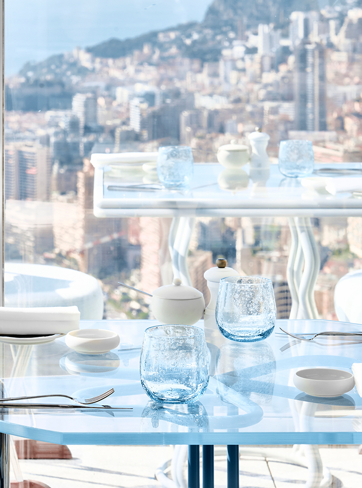 Riviera restaurant with a view through the window